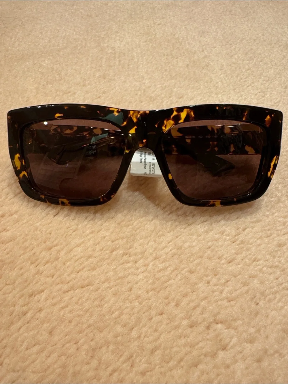 Bottega Veneta Tortoiseshell Square Sunglasses in Brown and Amber